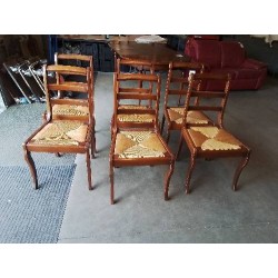 6 CHAISES BOIS PAILLÉ STYLE RESTAURATION 
