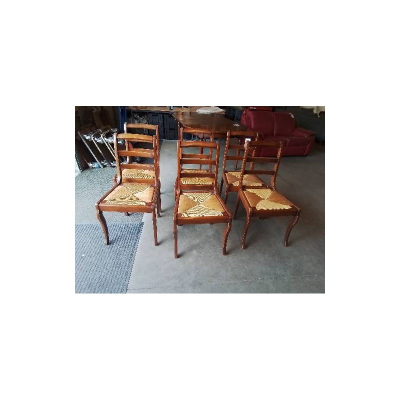 6 CHAISES BOIS PAILLÉ STYLE RESTAURATION 