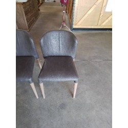 4 CHAISES KAROL ALF DAFRE ITALIE ASSISE ET DOSSIER CUIR TAUPE PIEDS BOIS CLAIR 