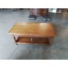TABLE BASSE BOIS A COLONNES 2 PLATEAUX 1 TIROIR STYLE RÉGENCE