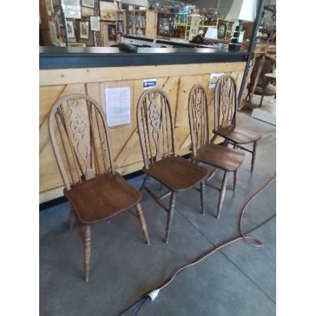4 CHAISES ANGLAISES WINDSOR DÉBUT XXE 