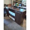 ENFILADE BOIS MARRON ET BLANC 2 PORTES 3 TIROIRS 1 NICHE