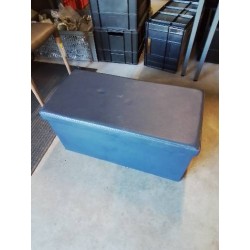 POUF COFFRE PU BLEU