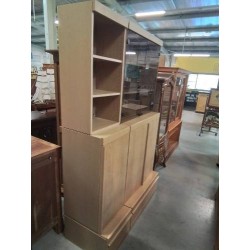 BUFFET BOIS CLAIR 3 PORTES 2 TIROIRS 3 NICHES 2 PORTES VITRÉES 