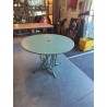 TABLE RONDE DE JARDIN FER FORGÉ PEINT VERT ART NOUVEAU 