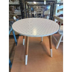 TABLE BASSE RONDE BOIS CLAIR ET BLANC