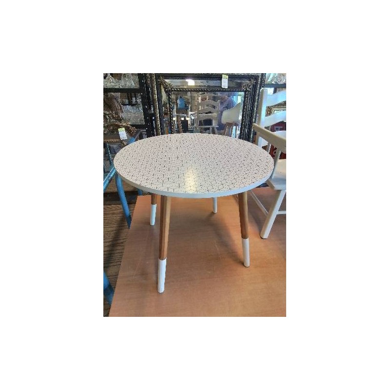 TABLE BASSE RONDE BOIS CLAIR ET BLANC