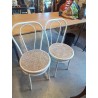 PAIRE DE CHAISES BISTROT MÉTAL ECRU ASSISE CANNÉE 