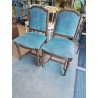 PAIRE DE CHAISES BOIS ASSISE ET DOSSIER CAPITONNÉ VELOURS BLEU STYLE LOUIS XV