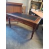 BUREAU PLAT LOUIS PHILIPPE BOIS PLATEAU GAINÉ CUIR VERT 