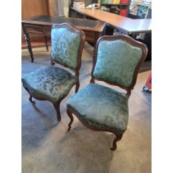 CHAISE LOUIS’PHILIPPE BOIS ASSISE ET DOSSIER TISSU VERT