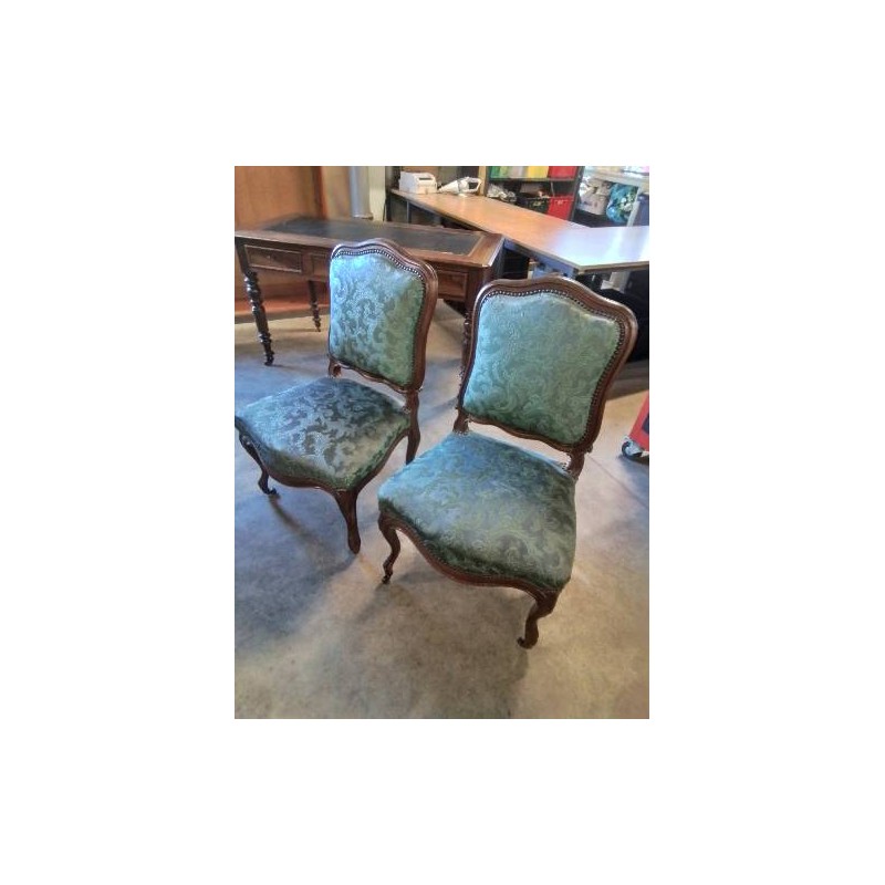 CHAISE LOUIS’PHILIPPE BOIS ASSISE ET DOSSIER TISSU VERT