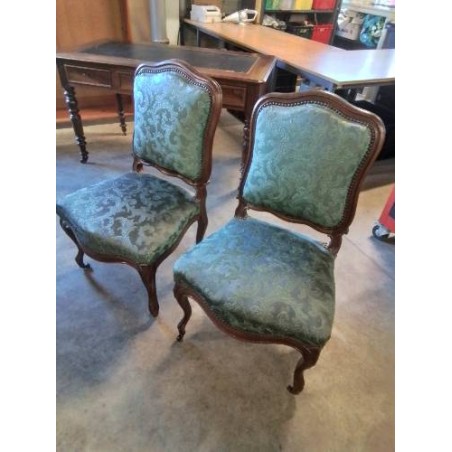 CHAISE LOUIS’PHILIPPE BOIS ASSISE ET DOSSIER TISSU VERT