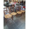 4 CHAISES BOIS PAILLÉ DOSSIER 3 BARREAUX CHANTOURNÉ 