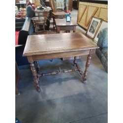 TABLE DE MILIEU A ENTRETOISE BOIS TOURNÉ 1 TIROIR FIN XIXE