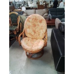 FAUTEUIL ROTIN PIVOTANT COUSSIN JAUNE 