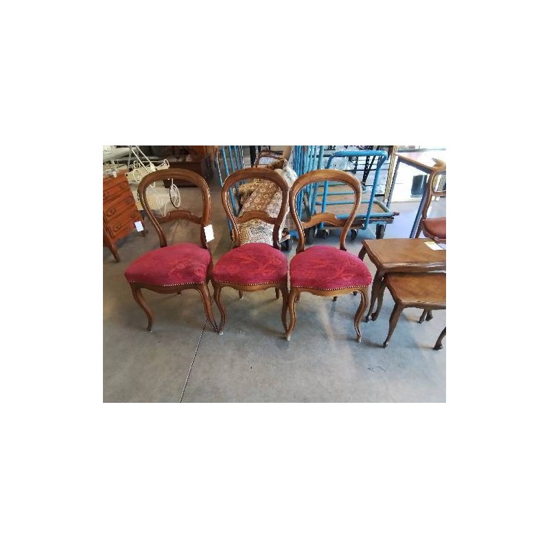 CHAISE LOUIS PHILIPPE ACAJOU VELOURS ROUGE 