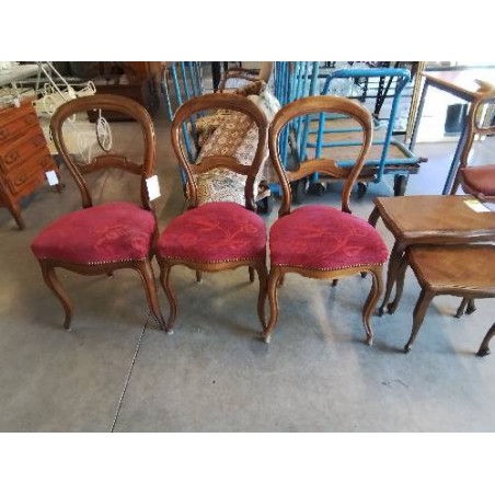 CHAISE LOUIS PHILIPPE ACAJOU VELOURS ROUGE 