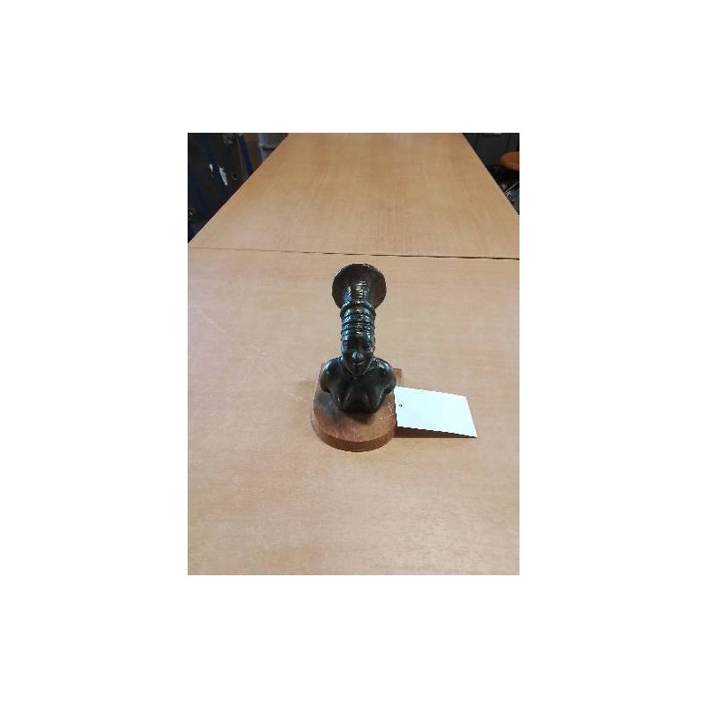 SCULPTURE ART DECO BUSTE FEMME AFRICAINE MÉTAL SOCLE MARBRE