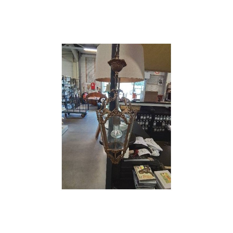 LANTERNE BRONZE ET VERRE
