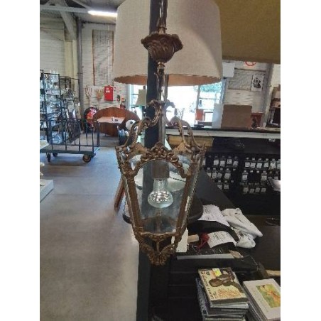 LANTERNE BRONZE ET VERRE