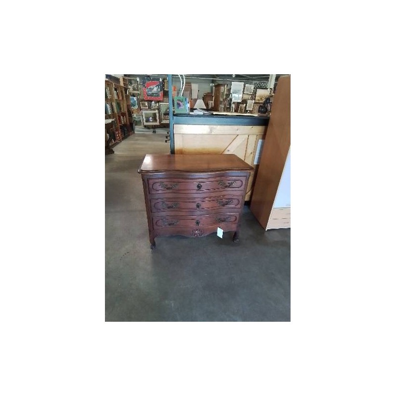 COMMODE BOIS 3 TIROIRS STYLE RÉGENCE COQUILLE