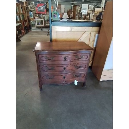 COMMODE BOIS 3 TIROIRS STYLE RÉGENCE COQUILLE