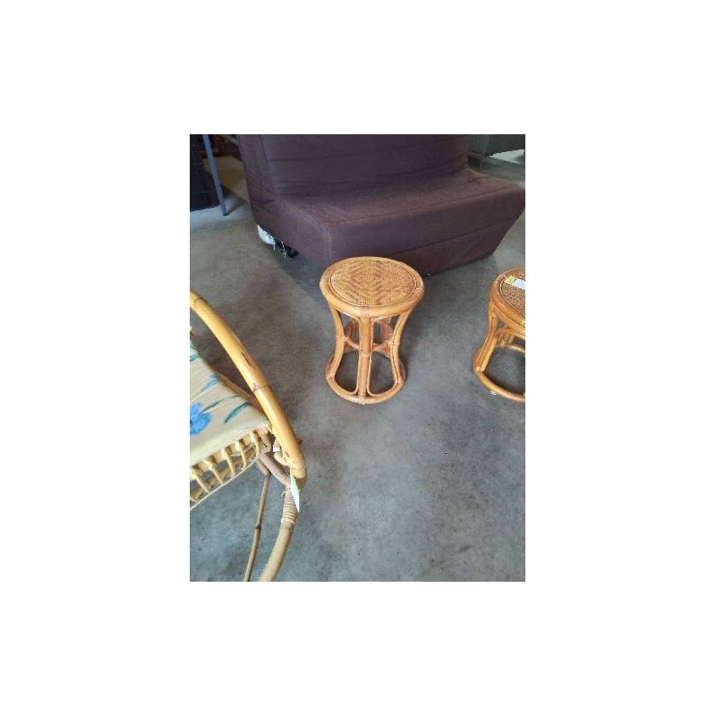 TABLE BASSE RONDE ROTIN ET VANNERIE 