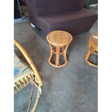 TABLE BASSE RONDE ROTIN ET VANNERIE 