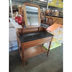 TABLE DE TOILETTE LOUIS PHILIPPE 1 TIROIR DESSUS MARBRE NOIR