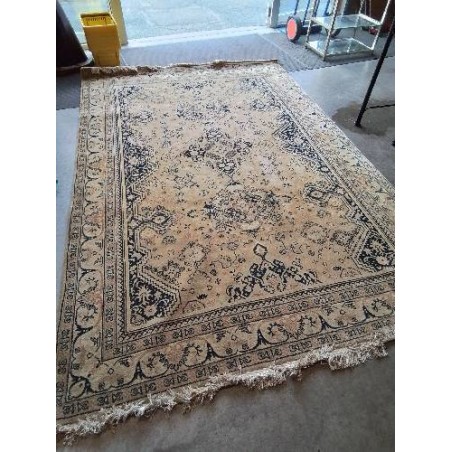 TAPIS LAINE FAIT MAIN ECRU ROSE NOIR 300X200CM