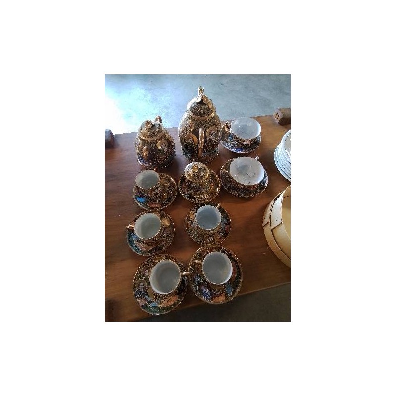 SERVICE A CAFÉ PORCELAINE SATSUMA 20 PIÈCES 