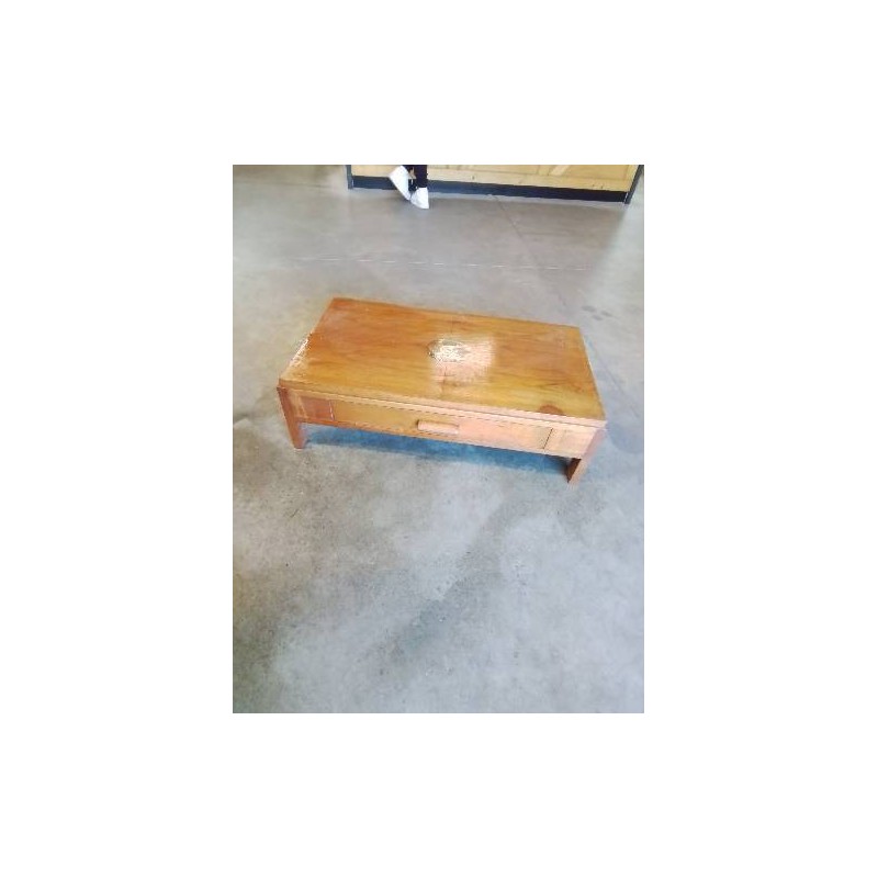 TABLE BASSE RECTANGULAIRE BOIS CLAIR MARQUETÉ 1 TIROIR 