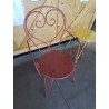 FAUTEUIL DE JARDIN FER FORGÉ ROUGE DOSSIER CINTRÉ ASSISE PERFORÉE DÉBUT XXE