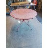 TABLE RONDE DE JARDIN FER FORGÉ ROUGE PLATEAU PERFORÉE 