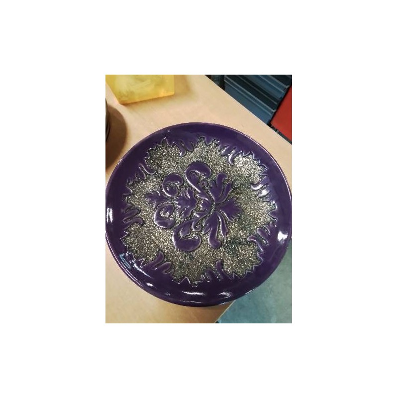 PLAT ROND CÉRAMIQUE MAUVE TODO MUNDO HOLLAND 37CM
