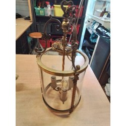 LANTERNE BRONZE ET LAITON ET VERRE 3 FEUX