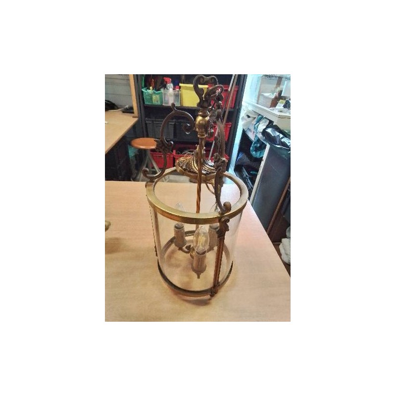 LANTERNE BRONZE ET LAITON ET VERRE 3 FEUX