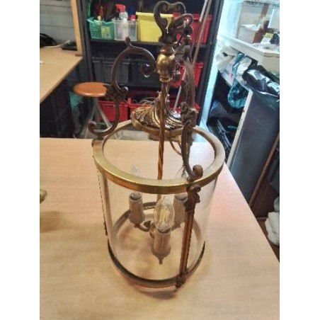 LANTERNE BRONZE ET LAITON ET VERRE 3 FEUX