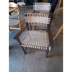 FAUTEUIL PIÈTEMENT BOIS ASSISE ET DOSSIER TRESSÉ 