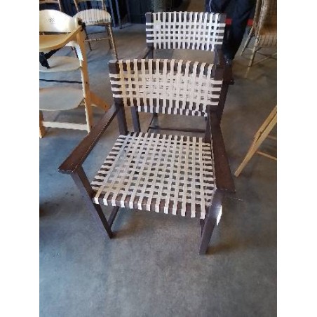 FAUTEUIL PIÈTEMENT BOIS ASSISE ET DOSSIER TRESSÉ 