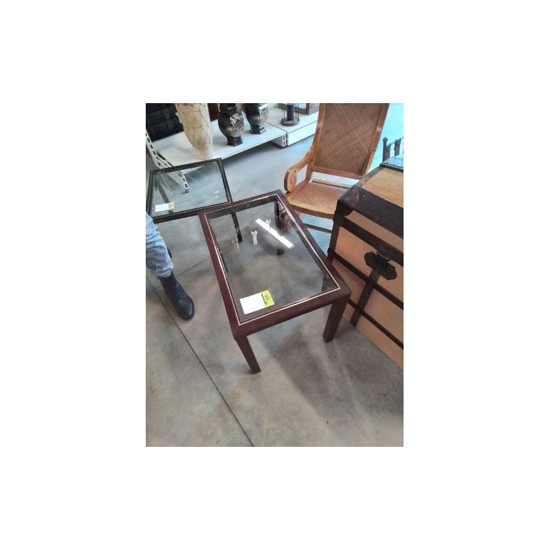 TABLE BASSE RECTANGULAIRE RÉSINE BORDEAUX PLATEAU VERRE PIERRE VANDEL ANNÉES 70