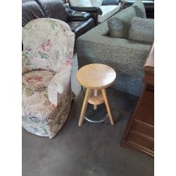 TABOURET A VIS BOIS CLAIR ET MÉTAL CHROMÉ 