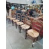 6 CHAISES BOIS PAILLÉ DOSSIER 3 BARREAUX CHANTOURNÉ STYLE RÉGENCE COQUILLE 