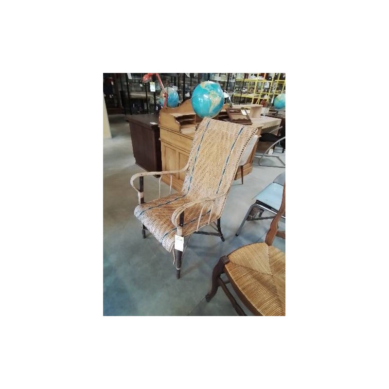 FAUTEUIL ROTIN BOIS ET VANNERIE ANNÉES 50