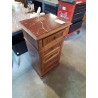 CHEVET BOIS MOULURÉ 3 TIROIR 1 PORTE DESSUS MARBRE ROUGE FIN XIXE