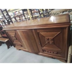 ENFILADE BOIS CLAIR SCULPTÉ 3 PORTES ANNÉES 40