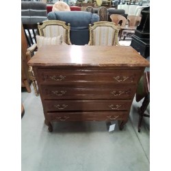 COMMODE BOIS PLATEAU CHANTOURNÉ 4 TIROIRS STYLE RÉGENCE COQUILLE 