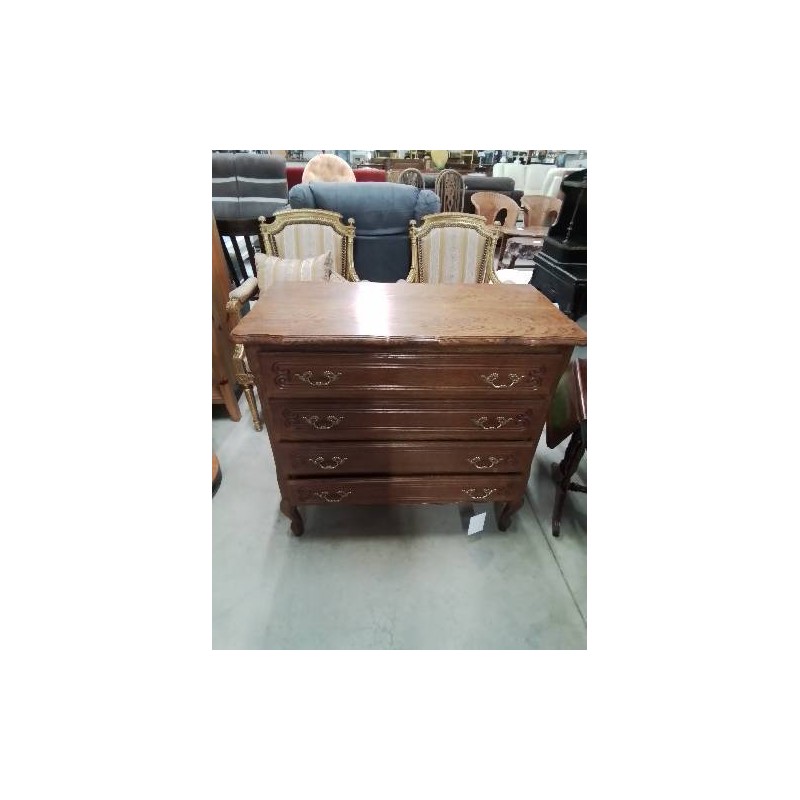 COMMODE BOIS PLATEAU CHANTOURNÉ 4 TIROIRS STYLE RÉGENCE COQUILLE 