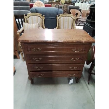 COMMODE BOIS PLATEAU CHANTOURNÉ 4 TIROIRS STYLE RÉGENCE COQUILLE 
